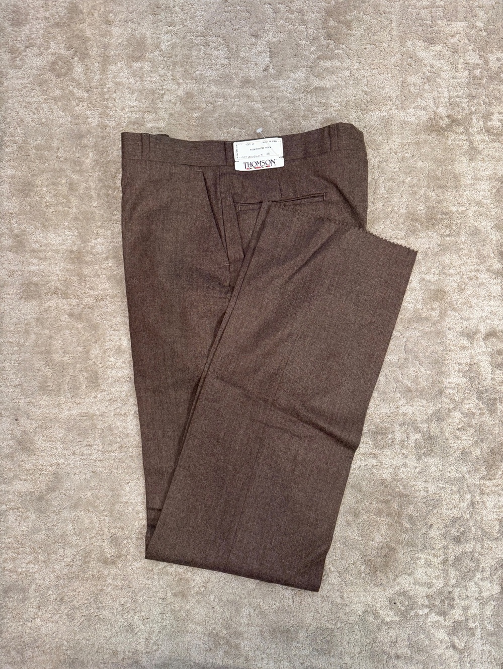 Vintage Thomson 100% Worsted Wool Dress Pants 36 USA NOS Unhemmed